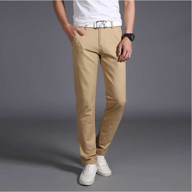 Plain Slacks Straight Cut Casual Pants 