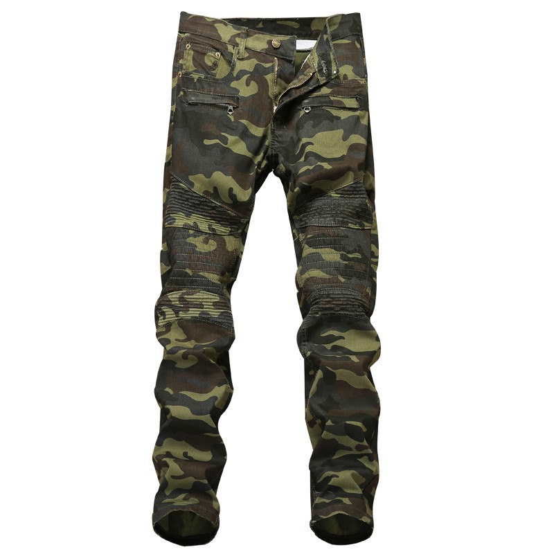 mens camo biker jeans