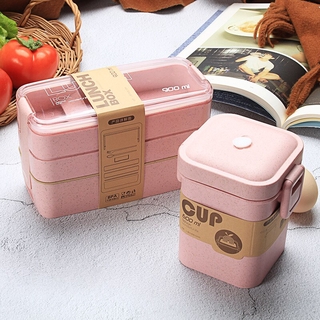 3 Layers 900ml Lunch Box Bento Food Container Eco-Friendly Wheat Straw Material Microwavable Dinnerware Lunchbox Kitchen Tools #1