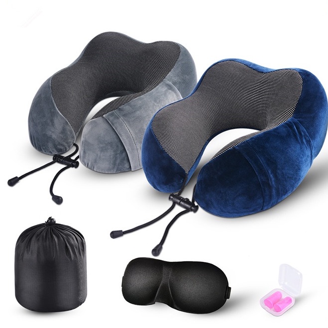 Neck Pillow With Eye Masks and Earplugs UShaped Memory Foam Car