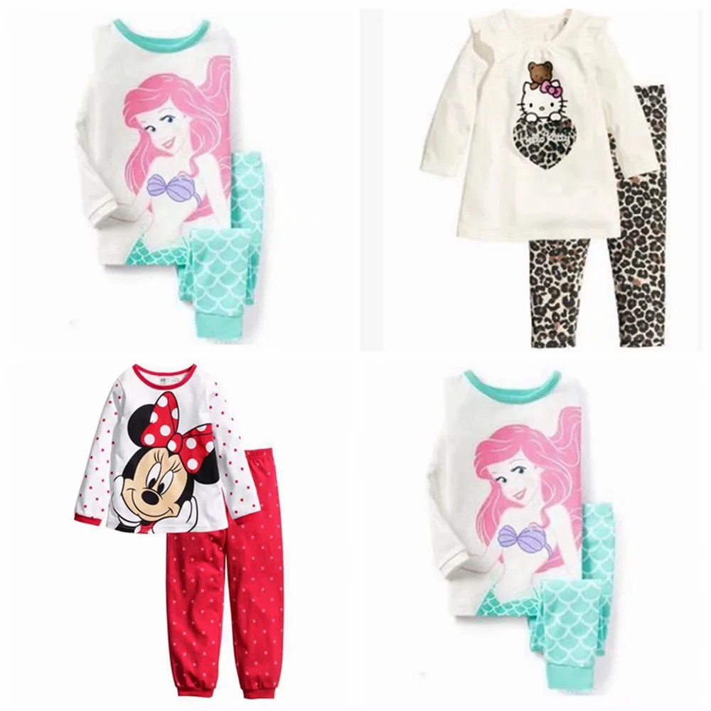 Girl Pajamas Long Set Hello  Kitty  Mickey Pajamas Girl 