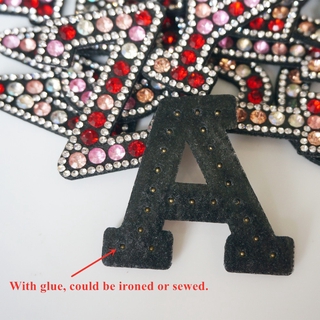A-Z Pink Red Rhinestone English Letter Alphabet Sew Iron On Patch Badge 3D Handmade Letters Patches Bag Hat Jeans Applique DIY Crafts #5
