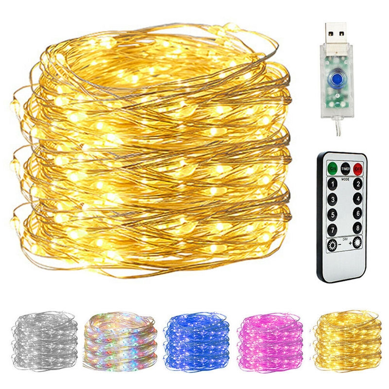 5/10M Firefly Micro Rice 50/100LED String Battery/USB Copper Wire Fairy Lights