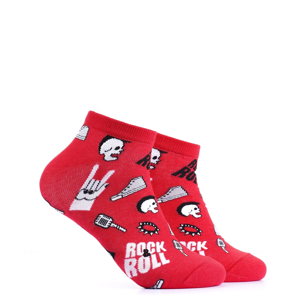 Iconic Socks Rock N Roll Red Pattern Ankle Socks Shopee Philippines