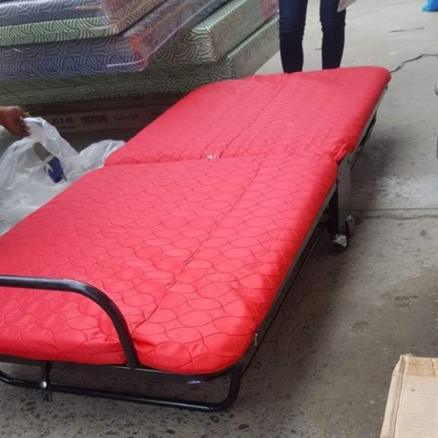 Folding bed with wheels w/2inches uratex foam 30*79 inches Shopee