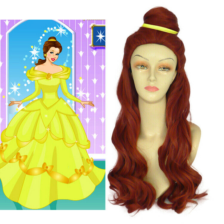 Feibin Hair Beauty And The Beast Princess Belle Long Wavy Brown Cosplay Wig Shopee Philippines