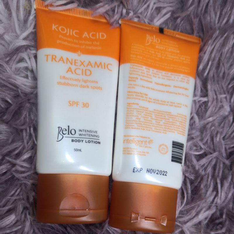 belo intensive whitening kojic acid spf 30 body lotion 50ml Shopee