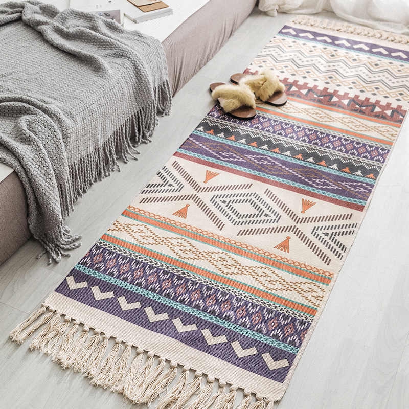 Home Ethnic Area Rug For Bedroom Bedside Long Stripe Geometric Carpets Kitchen Living Room Large Floor Mat Shopee Philippines