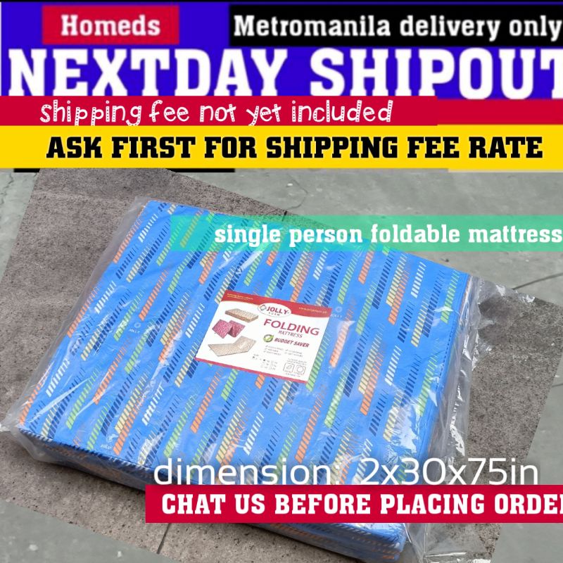 jolly folding mattress single bed 2x30x75inches metromanila Shopee