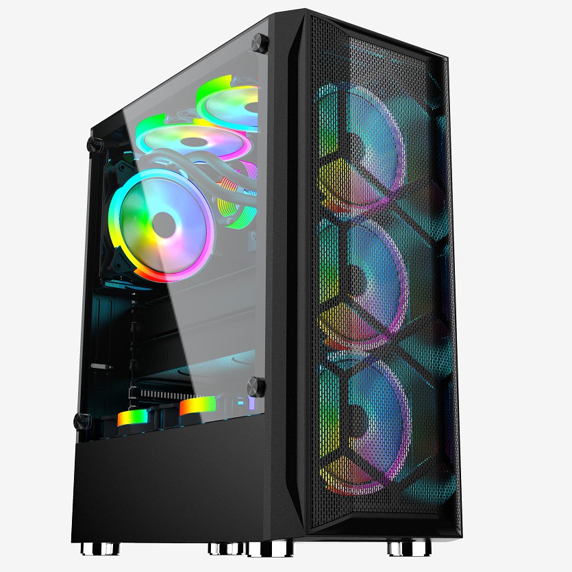 Coolman Aurora Gaming Case W 3 Pcs Rgb Fan Black White | Shopee Philippines