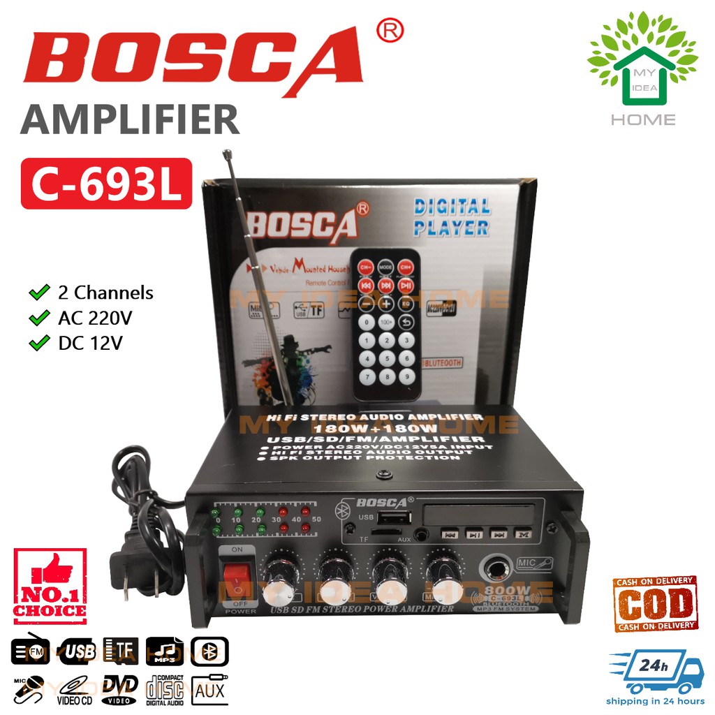 BOSCA AMPLIFIER 2 Channels Digital Bluetooth Player Amplifier USB/TF/FM