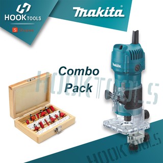 HOOK Tools Makita MT3709 Palm wood Router with 12pcs/set Bits Trimmer 530W Professional Power tools #12
