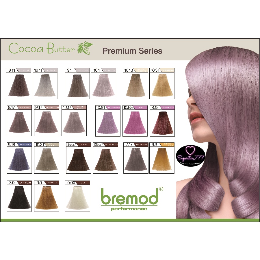 Bremod Premium Series Cocoa Butter Hair Color 100ML With Free Oxidizer ...