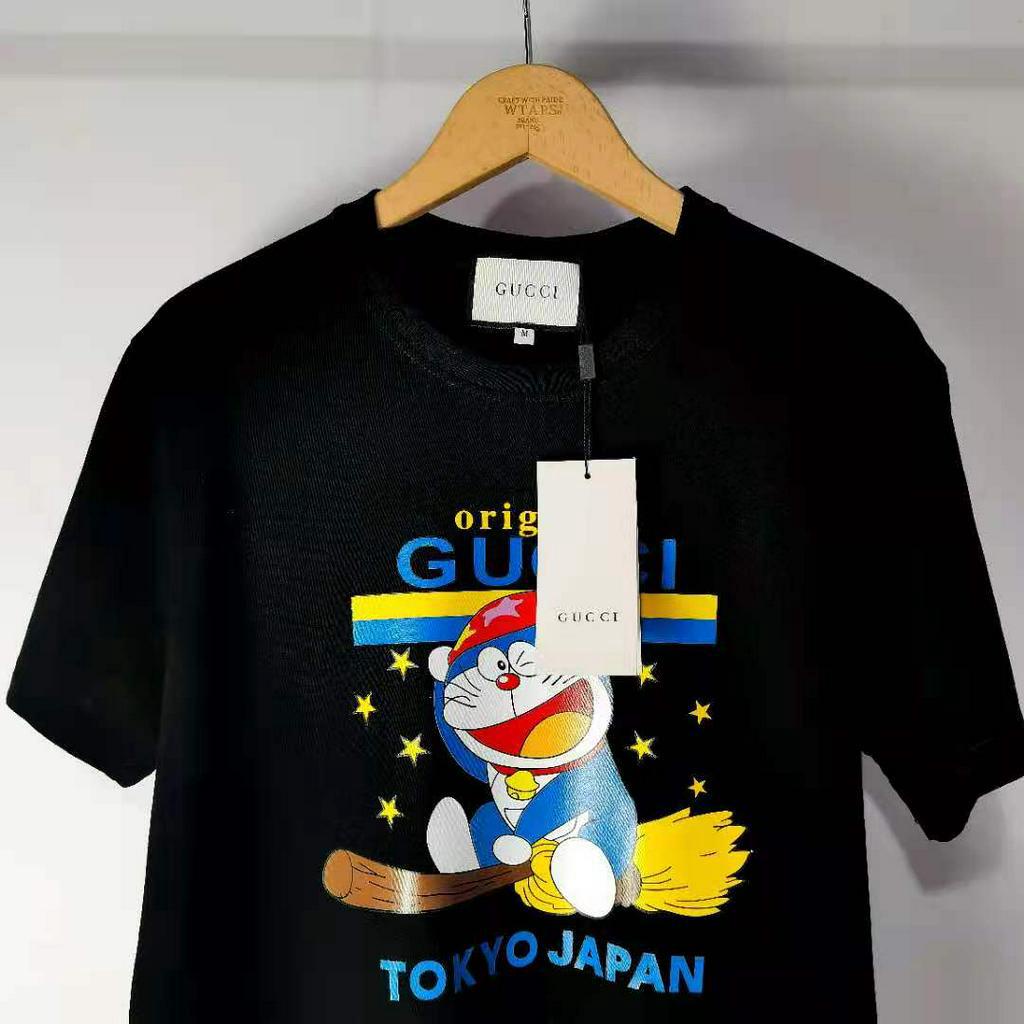 Original Doraemon × Gucci T-shirt For Men And Women Short Sleeves Couple  Tops | Shopee Philippines