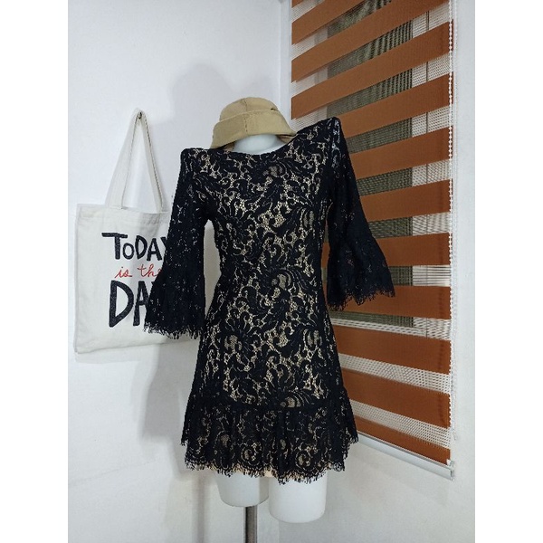 Black Longsleeves Lace Dress ( Preloved Clothes ) | Shopee Philippines