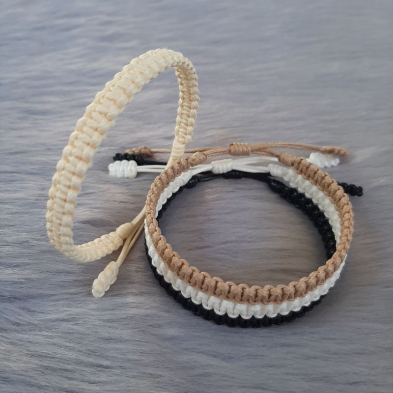 PWC Square Knot Bracelet Macrame Bracelet Plain Color Bracelet