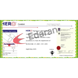 (9.5 FEET) HERO PVC CONDUIT PIPE - (20MM / 3/4” OR 25MM / 1”) - 4.75 FEET x 2 LENGTH (SIRIM APPROVE) #7