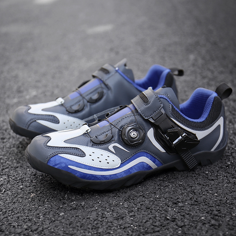 blue cycling shoes