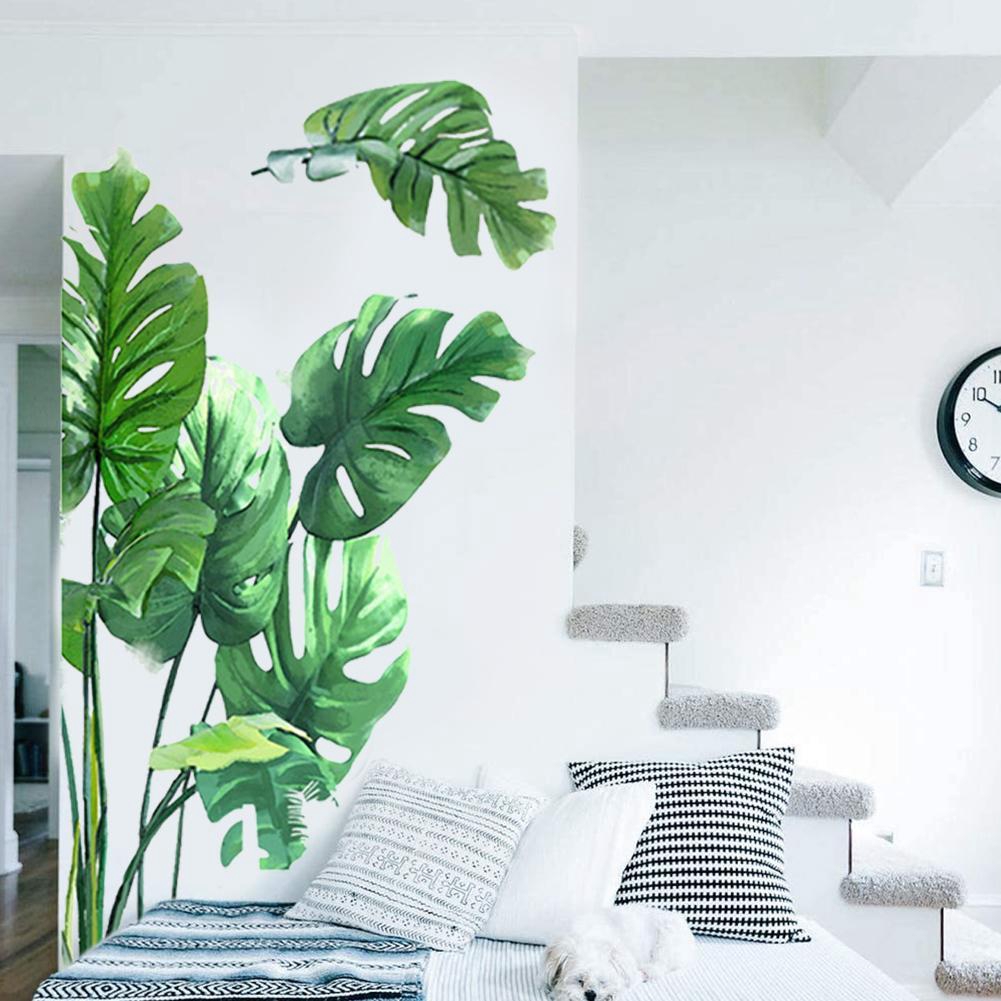 Tropical Green Plant Big Leaf Wall Sticker Vinyl Living Room Bedroom Study Decor 