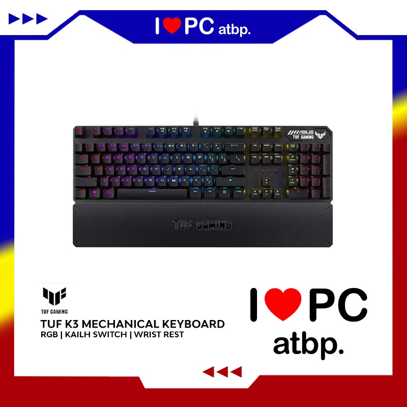 ASUS TUF Gaming K3 Mechanical Keyboard (RGB, Kailh Switch, Wrist Rest