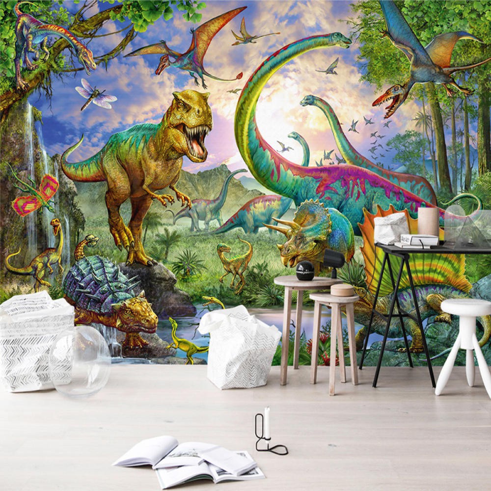 YCRY - Wallpaper 3D stereo dinosaur animal world children cartoon - Wall  mural - Wall decoration - Poster picture photo - HD print - Modern  decorative | Shopee Philippines