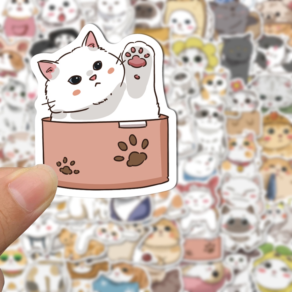 62pcs Japanese cartoon cat stickers laptop mobile phone cute decorative  waterproof stickers | Shopee Philippines