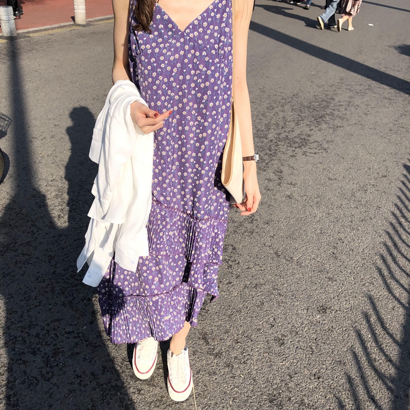 purple floral slip dress