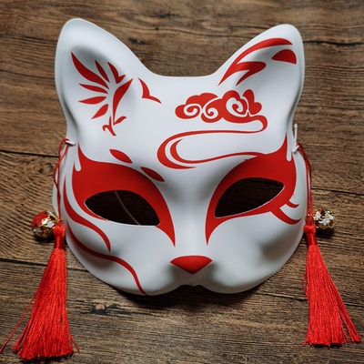 Painted Japanese-style and wind fox mask half-face antique Hanfu ...