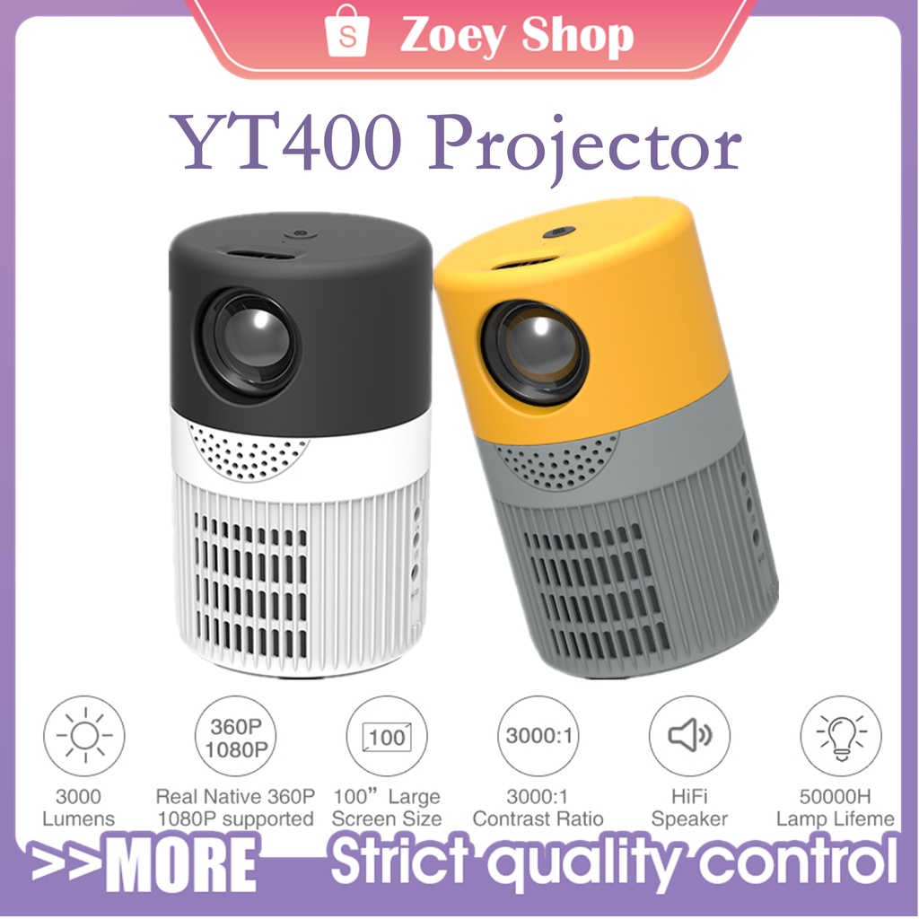 YT400 Mini Projector Pocket LED Projector Sync With Phone Micro Video