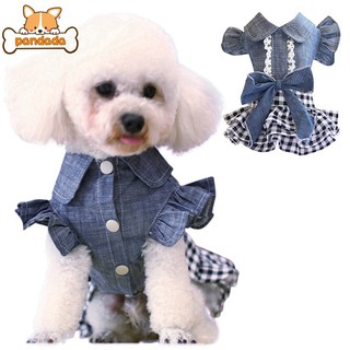 Pet Dog Cat Fashion Cowboy Bubble Bowknot Dress