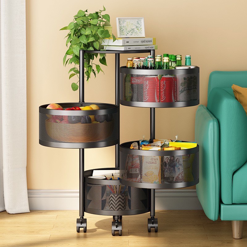 Iron Shelves Round Tray Rotating Iron Kitchen Shelves With