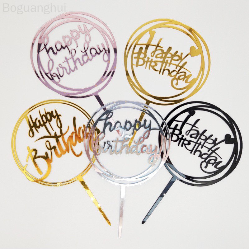 13 type Round Acrylic Cake Topper Birthday Cake Topper Happy Birthday Party New Year Decoration