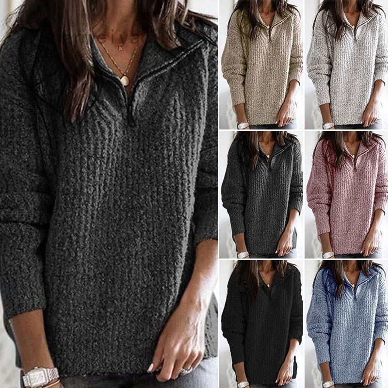 women's pullover sweater with zipper