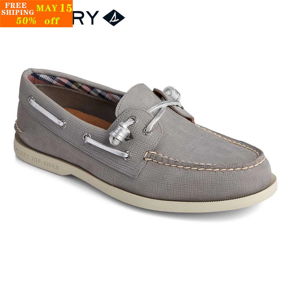 Sperry Women's Authenitc Original Plushwave Saffiano Leather Boat Shoes ...