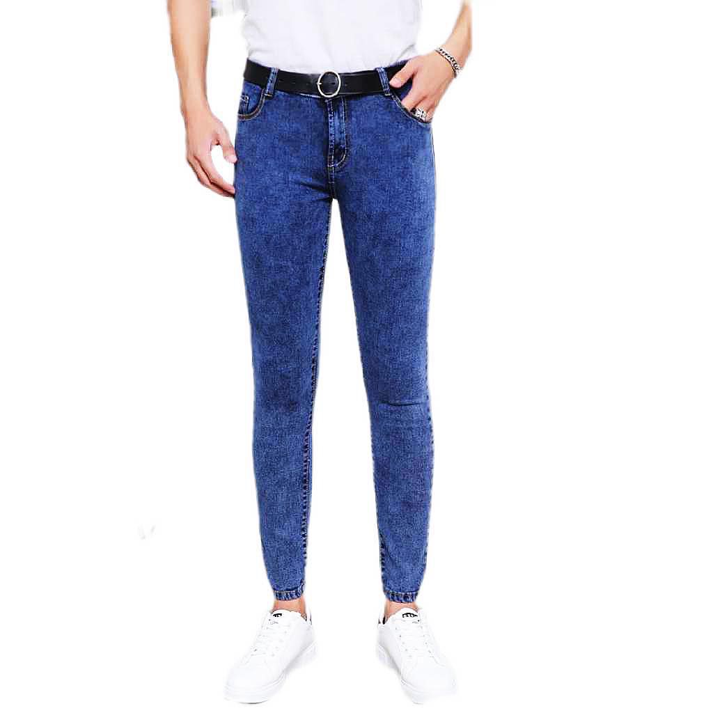 washed blue skinny jeans