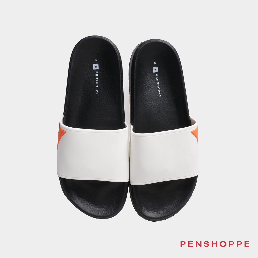 Sliders Slippers With Colored Side Detail For Men (White