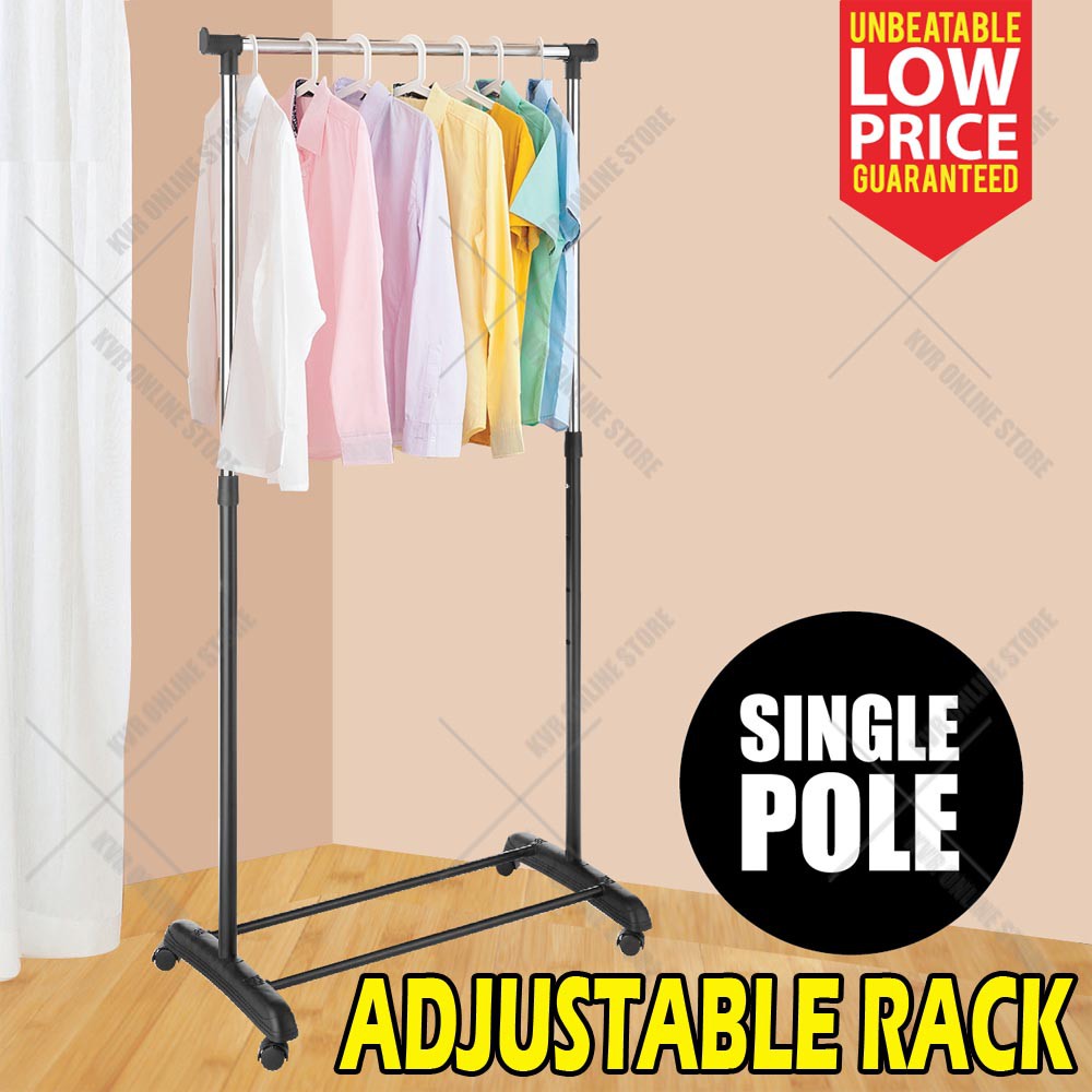 Adjustable Rack Single Pole Telescopic Clothes Rack Portable Hanging