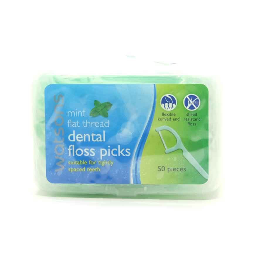 Watsons Flat Thread Mint Dental Flossers Loose Box 50s x3 Shopee