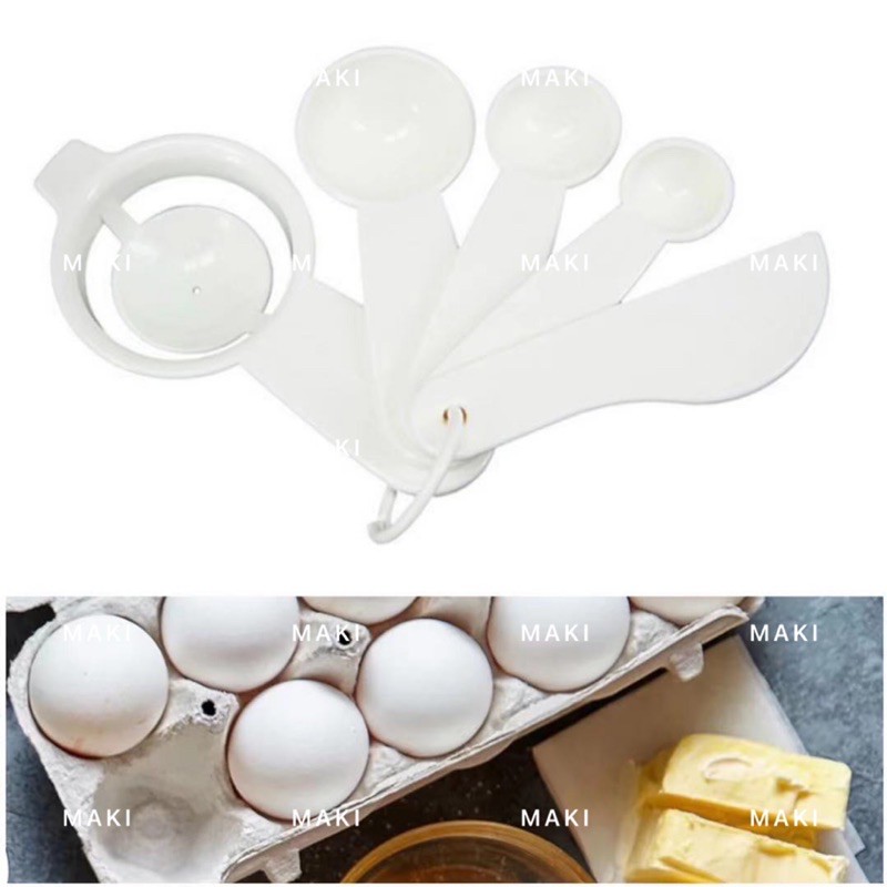 5pcs set egg strainer/measuring spoon/spoons/flatting knife,skimmer,egg seperator,kitchen tools,MAKI