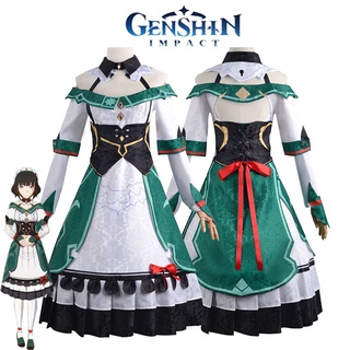 Game Genshin Impact Katheryne Catherine Cosplay Costume Suit Women Dress Halloween Carnival Party Outfit