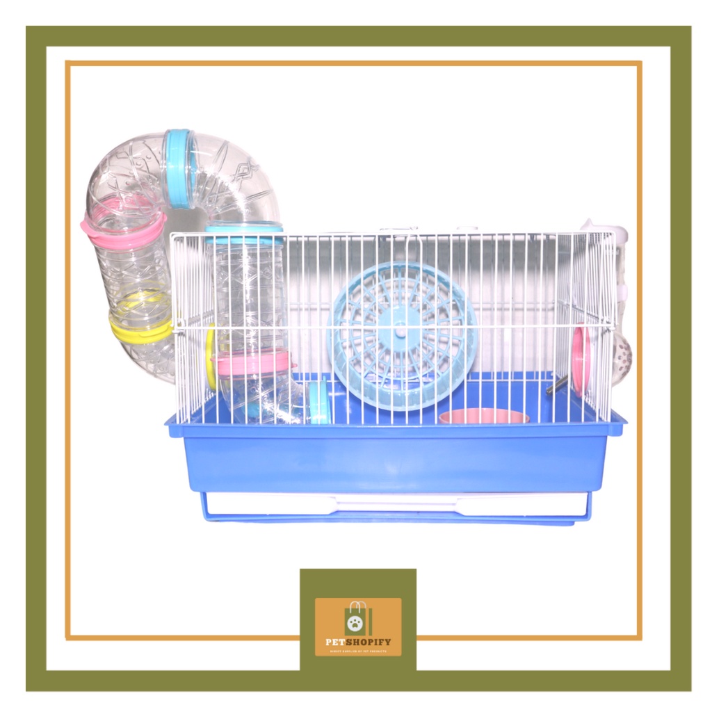 HAMSTER CAGE COMPLETE SET WITH TUBES, WHEEL, FEEDER, AND BOWL ...