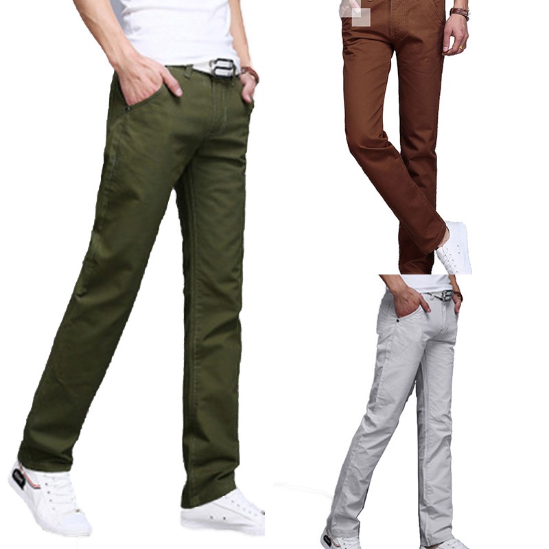 Trouser Slacks Formal Men Slim Fit Straight Leg Pants Pencil Business ...