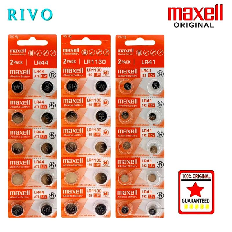 10pcs pack of watch Battery LR44 / LR1130 / LR41 Maxell 1.5V Alkaline