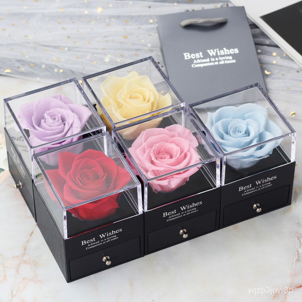 Eternal rose Jewelry Box Beauty And Beast Natural Dried Flowers Wedding