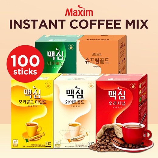 MAXIM Instant Coffee 100sticks (Original, White Gold, Mocha