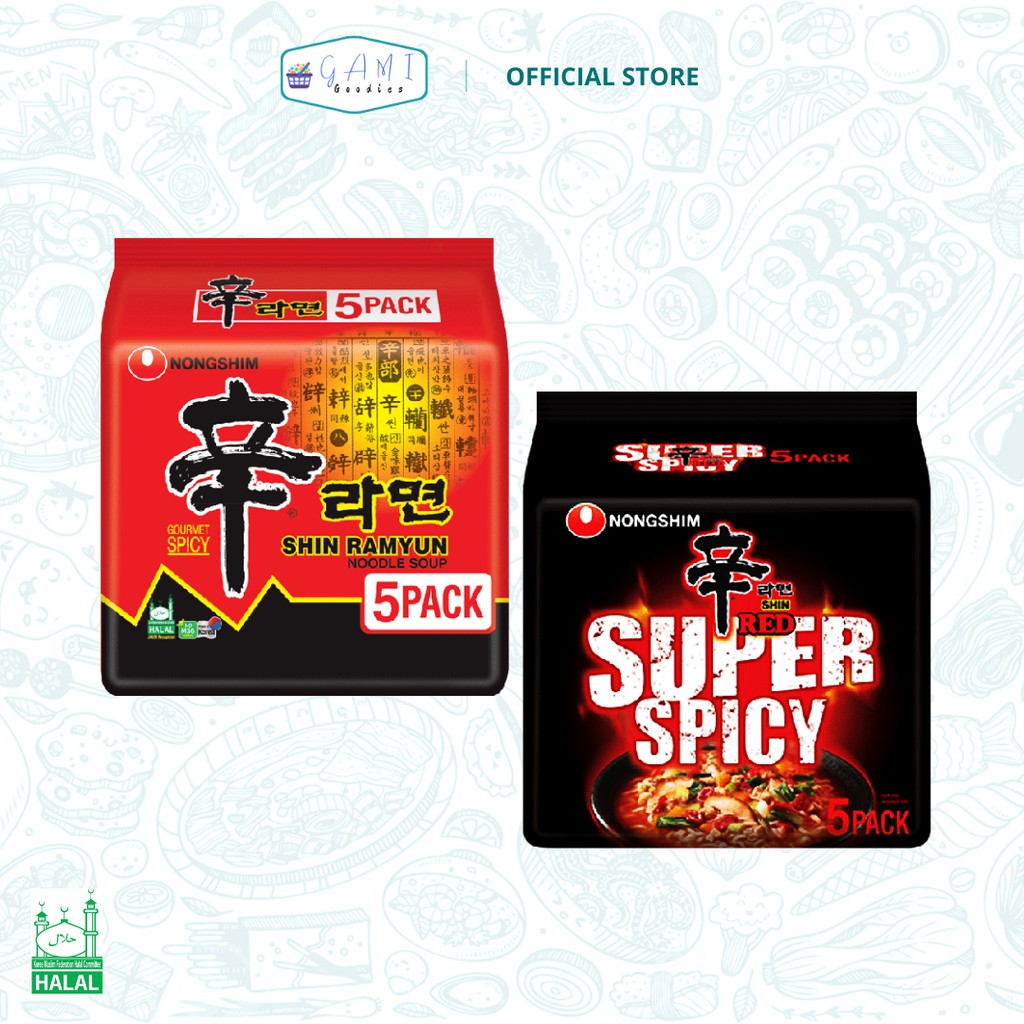 Nongshim Shin Ramen Mild & Spicy (Family Pack of 5) - HALAL | Shopee ...