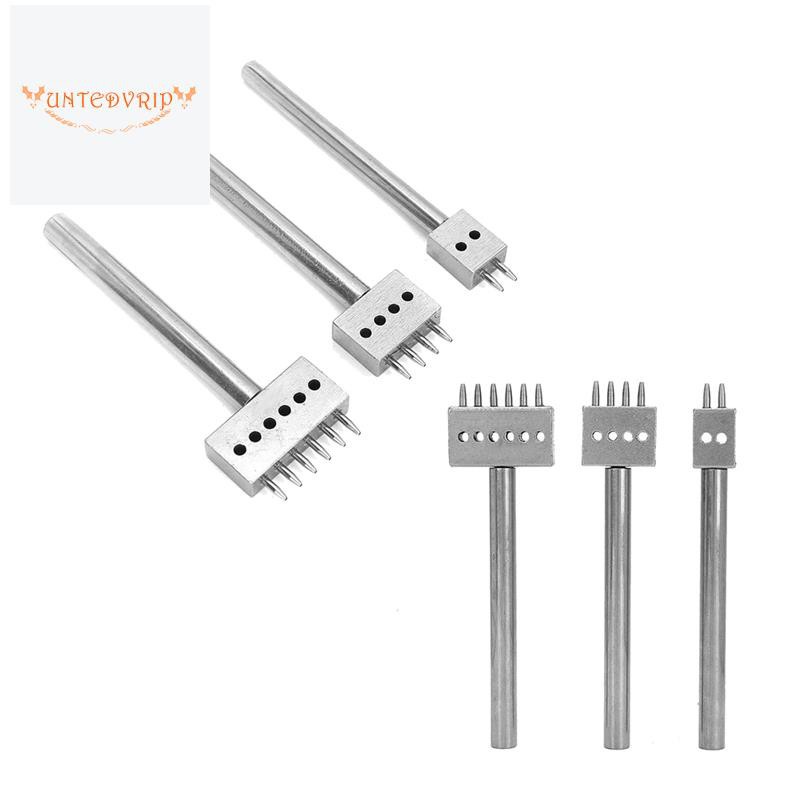 3 Pcs Leather Stitching Tool with Different Prong Head Spacing Hole Puncher,for DIY Lacing Stitching Chisel Leather(6mm)