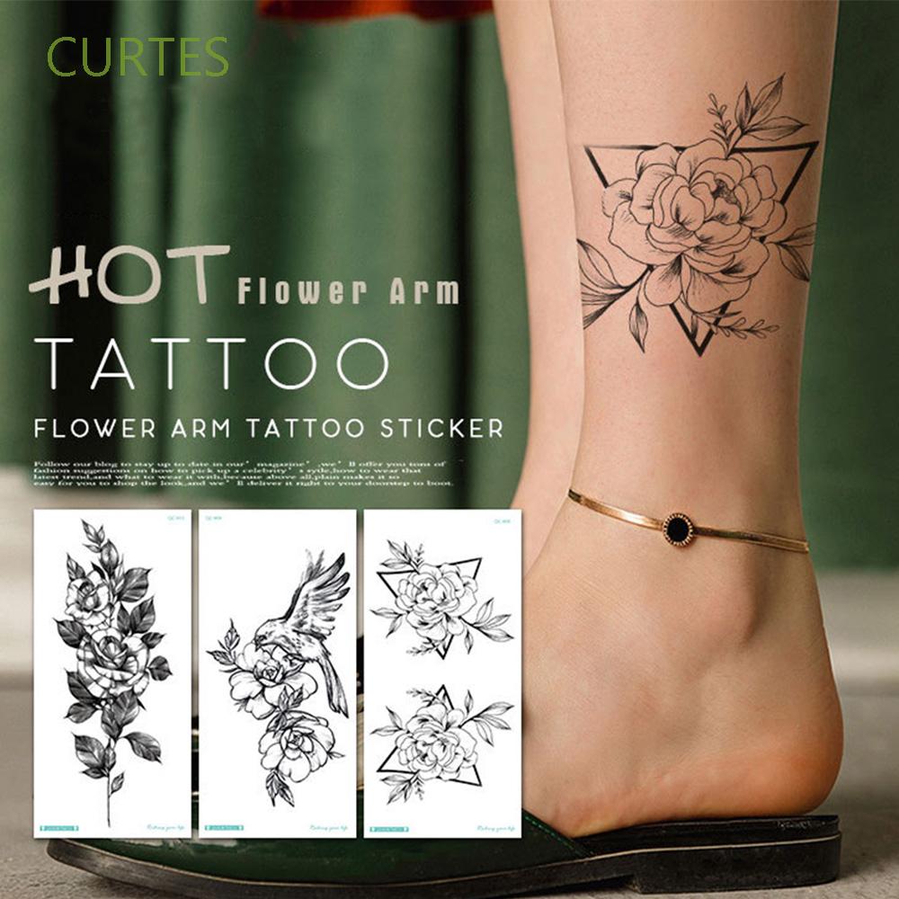 Curtes Fashion Temporary Tattoo Waterproof Flower Tattoo Sticker Women Fake Rose Arm Girls Leg Body Art Shopee Philippines
