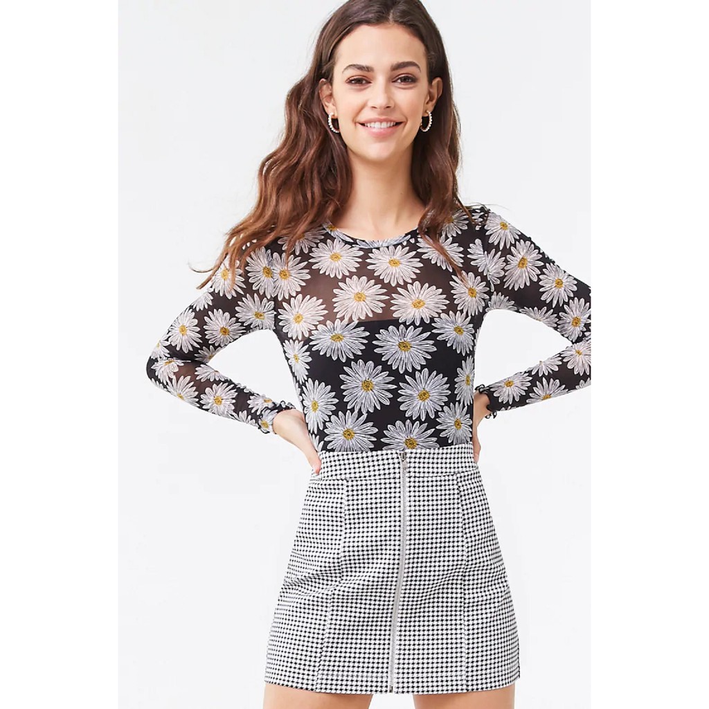 forever 21 white mesh top