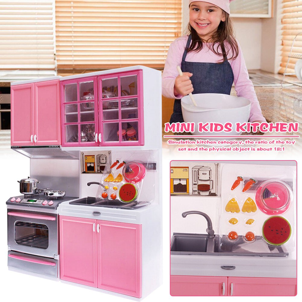 Details about   Mini Kitchen Pretend Play Cooking Set Cabinet Stove Toy for Kids Baby Children 